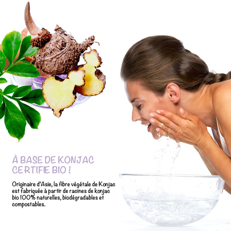 Organic Konjac Sponge for Face with Lavender | Set of
