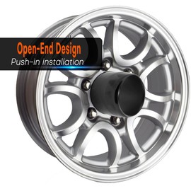 GTownWorks 4Pcs 4.25inch Wheel Center Caps Fit 4.25" Center Bore Truck Trailer RV SUV Wheels Rims, Carbon Steel Matt Black Open-end Push Through Hub Covers