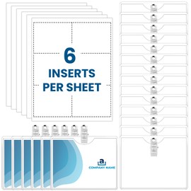 Eaasty Name Tags with Clips and Printable Inserts Clip On Name Badges Customizable Clear ID Badge Holder with Clips 3" x 4" Horizontal PVC for Meeting Seminar Show Event and Conference(50 Pack)