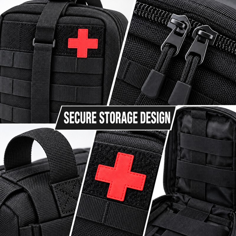 MOLLE Tactical First Aid & Survival Kit with Folding Shovel,