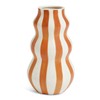 Modern Ceramic Vase with Vertical Stripes, Hand-Painted Rust and White