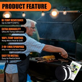 Smoker Gasket Seals, 1/2" x 1/8" 15 ft High Temp Grill Gasket Replacement Self Stick Felt, High Heat BBQ Gasket Tape Smoker Chef for Smokers BBQ Lid Black by Nonley