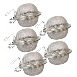 M.V. Trading Stainless Steel Mesh Tea Ball Infuser Strainers For Loose Leaf Teas, 5-Teaballs