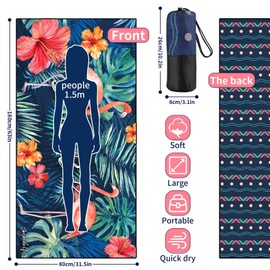 Joyoldelf Beach Towel, Microfibre Towel, Bath Towel, Large 160 x 80 cm, Sauna Towel, Beach Towels, Sand-Free, Quick Drying, Lightweight and Thin Portable Sauna Towel, Bath Towel