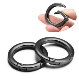 DEVPSISR 4pcs Flat Trigger Spring O Rings,Metal Keychain Ring Round Carabiner Clips for Keyrings Buckle, Bags,Purses(Gunmetal,1 1/2 inch)