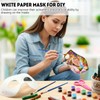 Leyndo 24 Pack Paper Mache Art Masks with 500 Feathers,