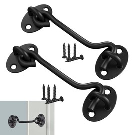 2 Pcs Hook and Eye, 6 Inch Cabin Hooks for Doors Outside, Garden Gate Latch, French Door Hooks, Gate Hook, Gate Latch for Wooden Gates,for Door Gate Window Closet Shed