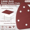 LEONTOOL 30 Pcs Mouse Sandpaper 1000 Grit 6 Hole Hook