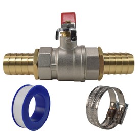 Metal Full Flow Lever Valve kit with Brass hosetails,Hose Clips and PTFE tap,Available to fit 1/2",3/4",1",1.25",1.5" and 2" Internal Diameter Pipe/Hose (1.5"=38mm)