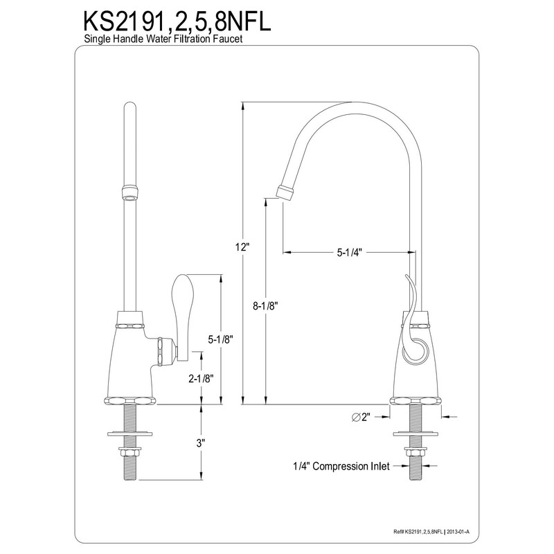 KINGSTON BRASS KS2192NFL Nuwave French Cold Water Filtration Faucet, Polished