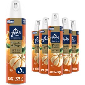 Glade Air Freshener Room Spray, Pumpkin & Ginger, Odor Fighting to Deliver Long Lasting Freshness, 8 Oz, 6 Count