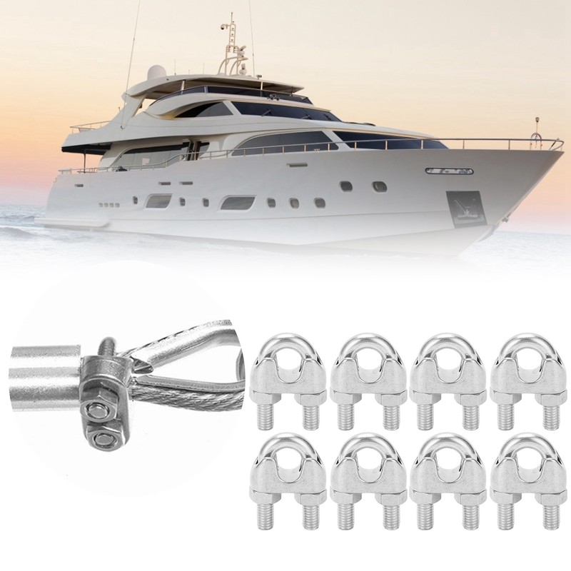 8pcs 3/8 Inch M10 Stainless Steel Wire Rope Cable Clip