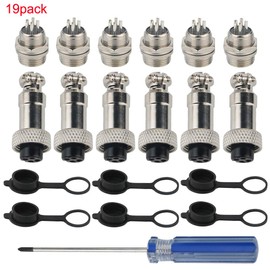 RUNCCI-YUN 18PCS Aviation Connector Plug, 16MM 4Pin Female Metal Aviation Wire Connectors 5A + 16MM Thread 4 Pin Male Metal Aviation Wire Connectors 5A + Rubber Protector Cap