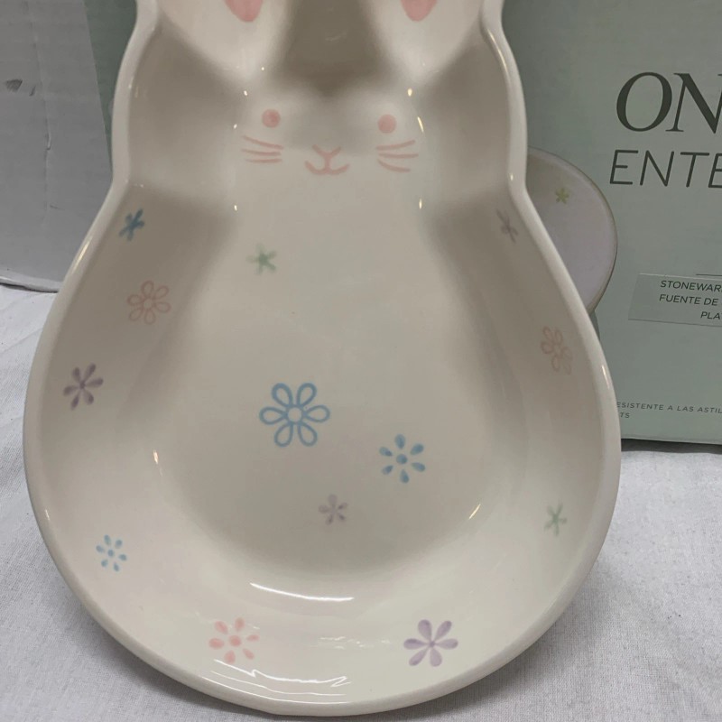 Oneida Stoneware Bunny Rabbit Platter Easter Serve ware Decorations Bunny