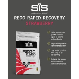 Science In Sport REGO Rapid Recovery Protein Powder, Strawberry Protein Powder with Added L-Leucine, Vitamins and Minerals for Muscle Recovery, 10 Servings, 500g