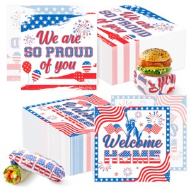 100 Pcs 12x12 Inch Patriotic Deli Paper Wrap 2 styles, 50 sheets each Checkered Independence Day Sandwich Wax Sheet Food Grease Resistant Burger Paper 4th of July Sandwich Wraps for BBQ Picnic