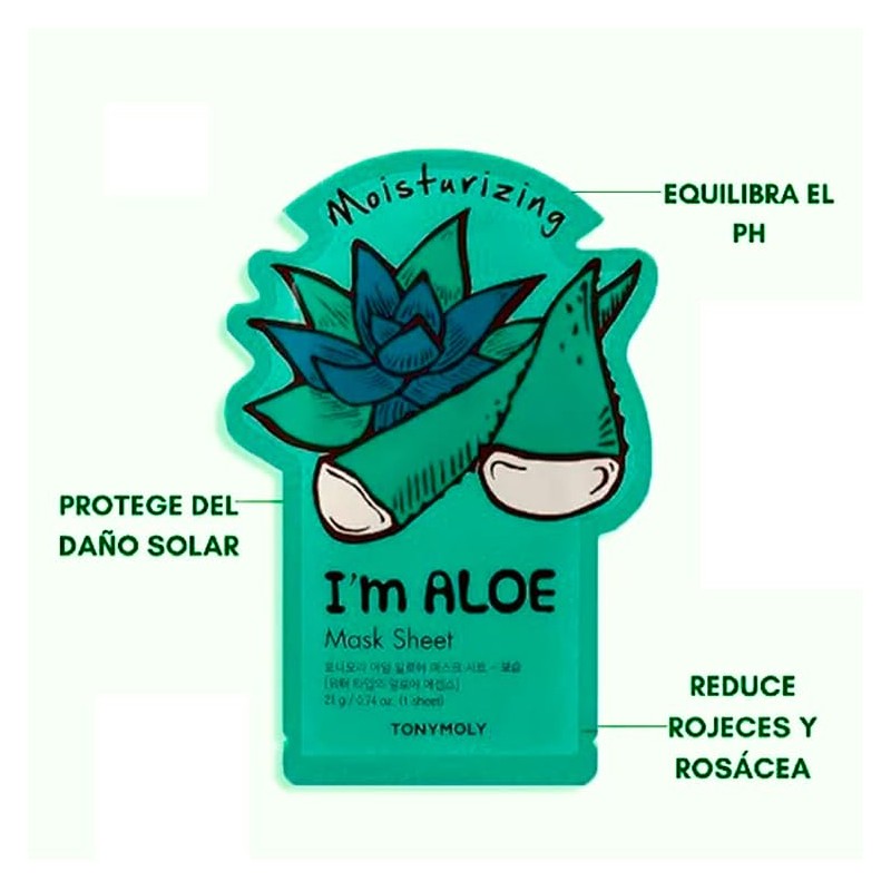 TONYMOLY - Mascarilla Facial Hidratante De Aloe Im Real 5pzas.