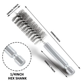 Moicstiy 6 cepillos de alambre de acero inoxidable de 19 mm, cepillo de alambre trenzado con vástago hexagonal de 1/4 pulgadas para limpiar tubos, óxido, rodamientos