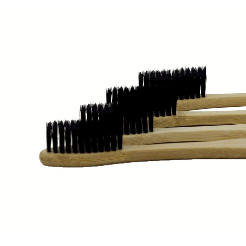 Biodegradable Eco-Friendly Charcoal Infused Bristle Bamboo Toothbrush - Pack of