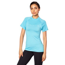 Rip Curl SUNNY RAYS RELAXED SHORT SLEEVE RASH GUARD, Light Blue, 12