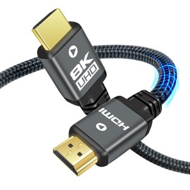 Yauhody 8K HDMI 2.1 Cable 5m, 48Gbps Ultra alta velocidad de nylon trenzado de alta resistencia HDMI 2.1 Cord, Real 8K@60Hz, 4K@144Hz, 4K@120Hz, eARC, HDCP 2.2 y 2.3, 3D para monitor, TV (5m)