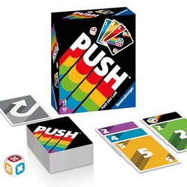 Ravensburger 26828 - Push, Divertido Juego de Cartas para Toda la Familia, Riesgo a Partir de 8 años, Juego para 2-6 Jugadores, Blanco                