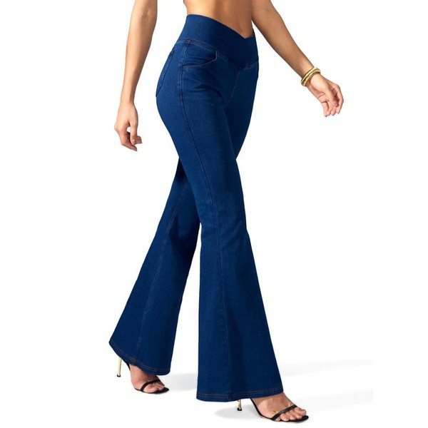 Rammus Flare Jeans for Women Crossover High Waisted Bell Bottom
