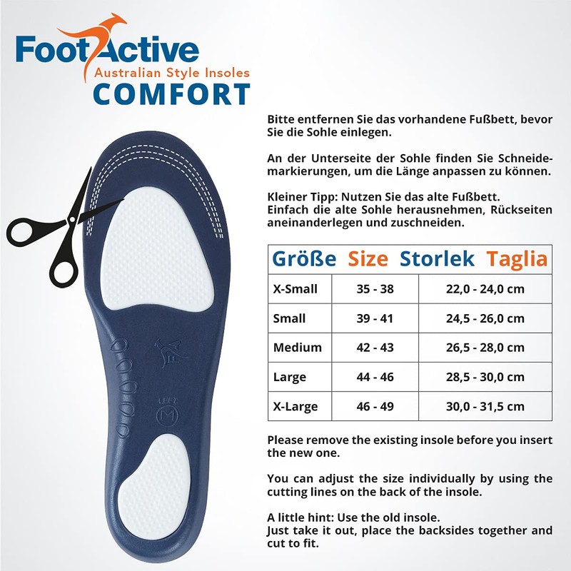 FootActive Comfort Original Brand Insoles, Wonderful Walking Comfort for Feet,