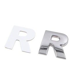 sourcing map Silver Metal R Letter Alphabet Sticker Emblem Badge Sticker for Car