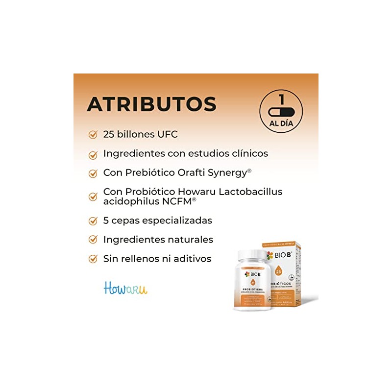 BIO B | Probióticos 25 billones UFC + prebióticos |