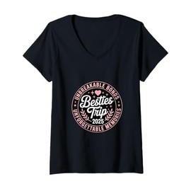 Womens Besties Trip 2025 Girls Getaway Travel Design V-Neck T-Shirt