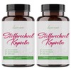 Stoffwechsel Kapseln mit Chlorella, Bakterienkulturen, Beta-Glucane und Eichhasefruchtkörper-Extrakt im Glasbehälter