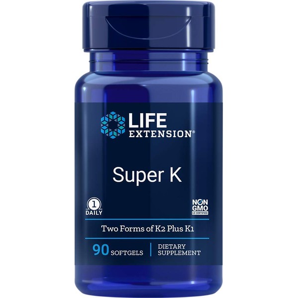 Life Extension Super K – Vitamin K1 and Two Forms of K2 – Gluten-Free – Once Daily – Non-GMO – 90 softgels