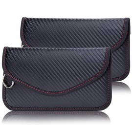 Wjelet 2 Pack Faraday Bag for Key Fob - RFID Blocking Pouch, Anti-Theft Signal Blocker Case for Car Keys, Keyless Entry Protector (Leather Key Holder)