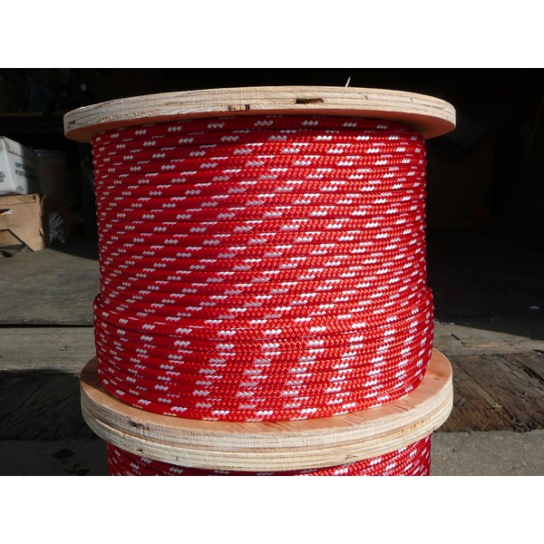 Sailboat Rigging Rope 1/4" x 100' Red/White Double Braided Polyester Dacron Sheet Halyard Line