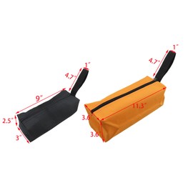 Coshar 4Pcs Canvas Tool Pouch of Two Sizes Fabric Tool Pouch With Zipper Utility Tool Bag for Storing Tools and Various Items, Black Small + Orange Large
