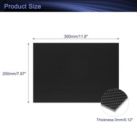 MECCANIXITY 2 Pcs 3K Carbon Fiber Plate Panel Sheets, 300 x 200 x 3mm Carbon Fiber Board Plate Flexible for RC Aircraft, Model Car, Auto Parts (Twill Bright)