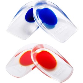 1 Par Plantillas Ortopédica Taloneras Espolón Calcaneo Espolón del Talón y Dolor de Aquiles. Copas de Gel para el Talón y Cojines de Apoyo Absorbente muy Comodos (Rojo)