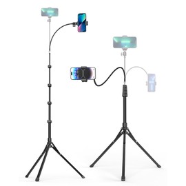 Aureday Aureday Phone Tripod, 92" Cell Phone Tripod Stand with 15" Gooseneck, Remote and Phone Holder, Overhead Tripod  Selfie Stick for Recording/Watching/Vlog, Compatible with iPhone Android