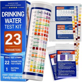 Water Test Kit for Drinking Water, 23-in-1 Water Test Strips for Tap & Well Water, Tests Hardness, Lead, Iron, Copper, Chlorine, Fluoride, pH, Nitrate &