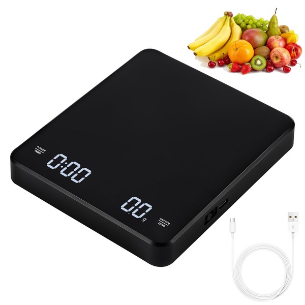 YUNYODA Küchenwaage Digital, Digitale Küchenwaage mit Timer und LED Display,
