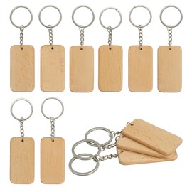 TFoRibbon Rectangle Wood Engraving Blanks Blank Wooden Key Tag with Keychain 20 Pack (TFoRibbon00053)