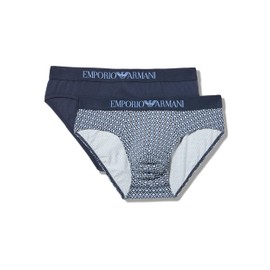 Emporio Armani Men's Classic Pattern Mix 2-Pack Brief, Print Rhombus/Marine​