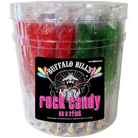 Buffalo Bills Christmas Rock Candy On A Stick (36-ct tub green and red rock candy crystal sticks)