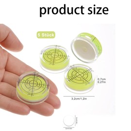 5 Stück Ø 32 mm Durchmesser Präzisions-Wasserwaage, Wasserwaage Klein mit 5 Doppelseitige Klebestreifen, Wasserwaage Wohnmobil, Libelle Wasserwaage, Camping Wasserwaage