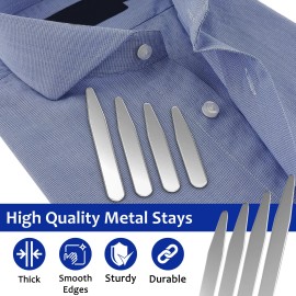 Mensh 20 Metal Collar Stays for Men Dress Shirt 2" 2.2" 2.5" 2.75" 3" In Plastic Box - 4 - 2.2", 8 - 2.5", 4 - 2.7", 4 - 3"