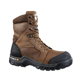 Carhartt Men's 8" Rugged Flex Insulated Waterproof Breathable Safety Toe Leather Work Boot CMF8389, Brown, 8.5 M US