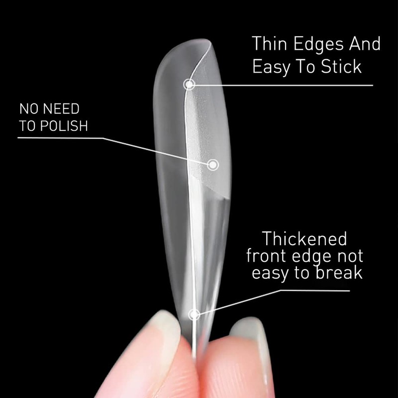 Beautilux Nail Tips, 552 Pieces, Medium Square Tips for Gel