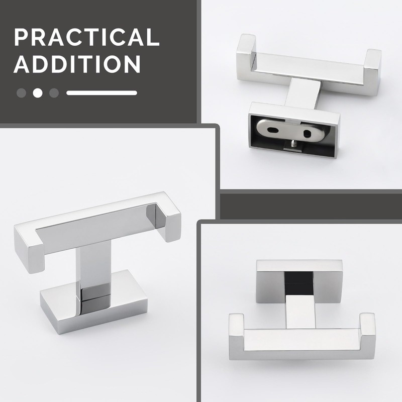 Angle Simple Double Towel Hook Polished Chrome 2 PCS, 304