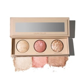 LAURA GELLER NEW YORK Geller'S Greatest Lift-N-Glow Baked Trio Paleta - Iluminador, Rubor, Bronceador - Todos Los Tonos de Piel